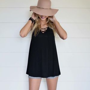 New Black Lace Up detail tank